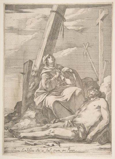 Christus en de Maagd aan de voet van het kruis door Laurent de la Hyre
