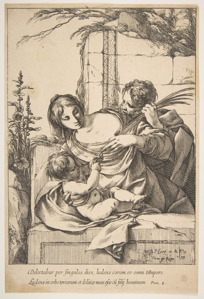Heilige Familie met palm door Laurent de la Hyre