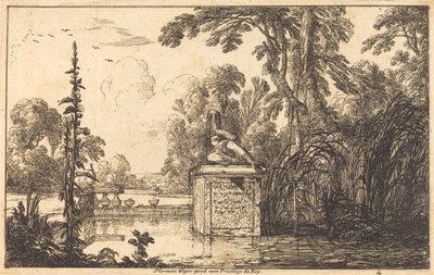 Vijver in een formele tuin door Laurent de la Hyre