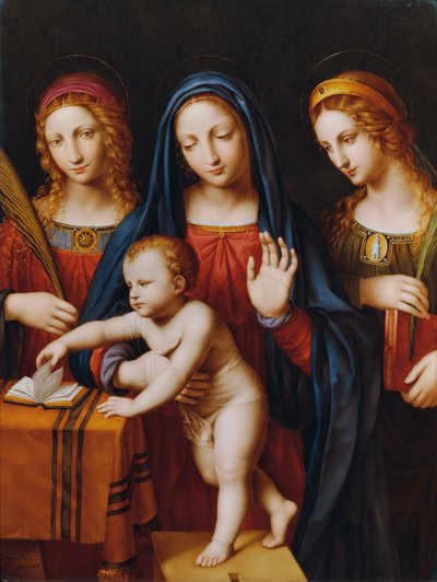 Madonna met kind, Heilige Catharina en Heilige Barbara door Laurenz Herr