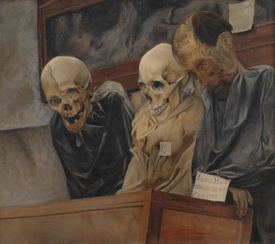 Drie Schedels uit de Catacombe dei Cappuccini in Palermo door Laurits Andersen Ring