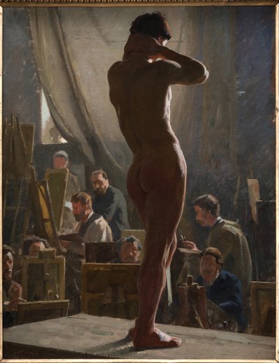 Mannelijk naakt in het atelier van Bonnat door Laurits Regner Tuxen
