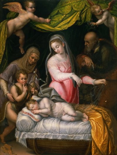 De Heilige Familie met Johannes de Doper en Sint Elizabeth, 1591 door Lavinia Fontana
