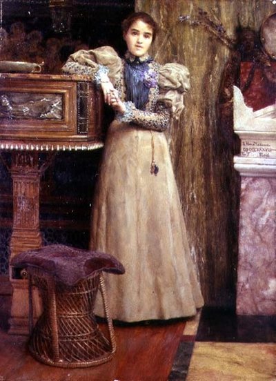 Portret van Clothilde Enid, dochter van Edward Onslow Ford door Lawrence Alma Tadema