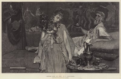 Tussen hoop en angst, in de tentoonstelling van de Royal Academy door Lawrence Alma Tadema