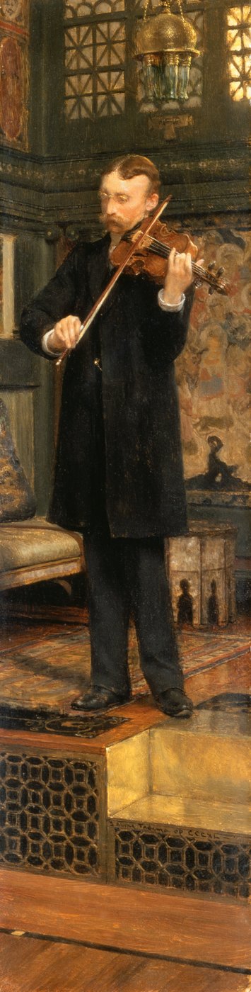 Portret van Maurice Sons die viool speelt in Alma-Tadema