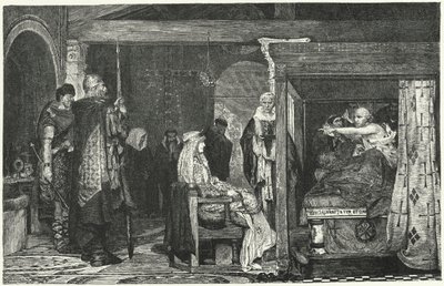 Koningin Fredegund aan het sterfbed van Bisschop Praetextatus, 586 door Lawrence Alma Tadema