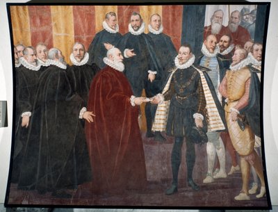 Ontmoeting van Doge Giacomo Durazzo Grimaldi en Infant Don Juan van Oostenrijk door Lazzaro Tavarone