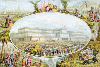 Koningin Victoria arriveert om de Grote Tentoonstelling te openen in het Crystal Palace, Londen, 1851 door Le Blond