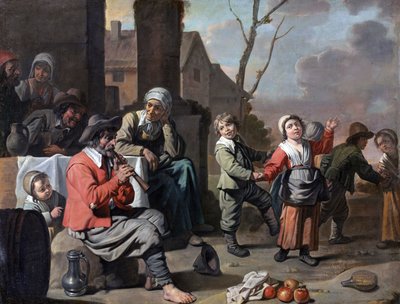 Cirkel van Le Nain - Dansende boerenkinderen, jaren 1650FXD door Le Nain Brothers