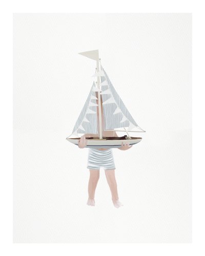 Jongen met Zeilboot, c.2018 (gemengde techniek) door Leah Straatsma