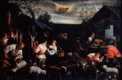 April uit de serie De Seizoenen, eind 16e of begin 17e eeuw door Leandro Bassano