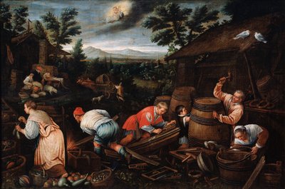 Augustus uit de serie De Seizoenen, late 16e of vroege 17e eeuw door Leandro Bassano