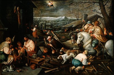 Januari uit de serie De Seizoenen, eind 16e of begin 17e eeuw door Leandro Bassano
