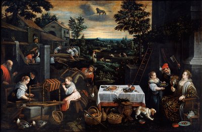 Juli uit de serie De Seizoenen, eind 16e of begin 17e eeuw door Leandro Bassano