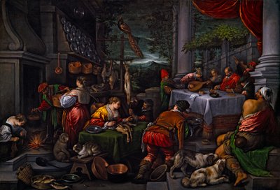 Lazarus en Dives, ca. 1570 door Leandro Bassano