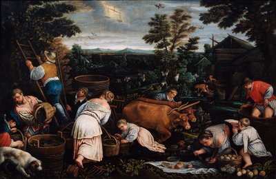September uit de serie De Seizoenen, late 16e of vroege 17e eeuw door Leandro Bassano
