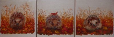 Egels in de herfst, 2024 (olieverf op doek) door Lee Campbell