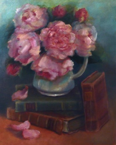 Pioenen en Boeken door Lee Campbell