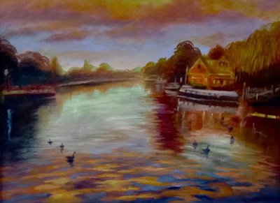 Twickenham zonsondergang, 2024 (olieverf op doek) door Lee Campbell