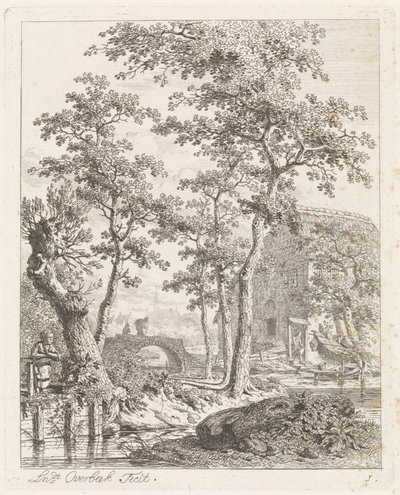 Boerderij aan het water door Leendert Overbeek