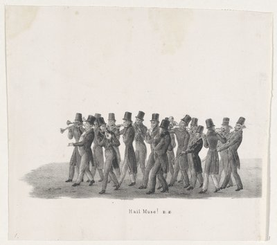 Muzikanten in de optocht van de Leidse studenten, 1835 door Leendert Springer (I)
