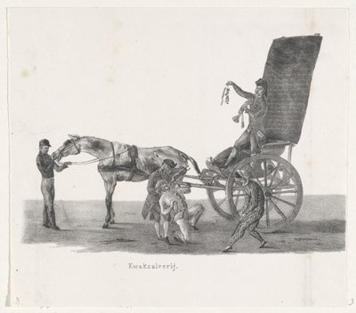 Sjees met een kwakzalver, 1835 door Leendert Springer (I)