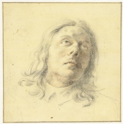Hoofd van man, opziend door Leendert van der Cooghen