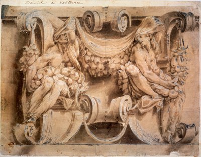 Schets voor een fries met twee kariatiden, 1546-1554 door Lelio Orsi da Novellara