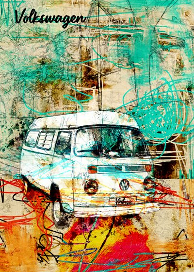 Abstract Retro Van door Lembayung senja studio [Vintage Poster]