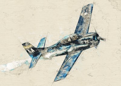 Vlucht met blauwe oorlogsvliegtuigen door Lembayung senja studio [Vintage Poster]
