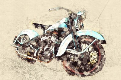 Schilderij van een klassieke motorfiets door Lembayung senja studio [Vintage Poster]
