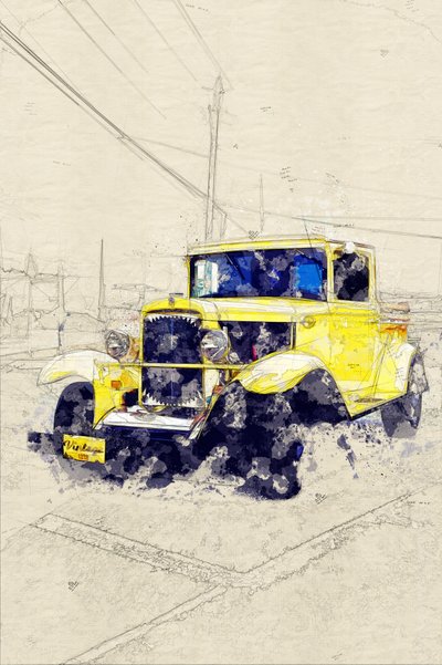 Klassieke gele pick-up door Lembayung senja studio [Vintage Poster]