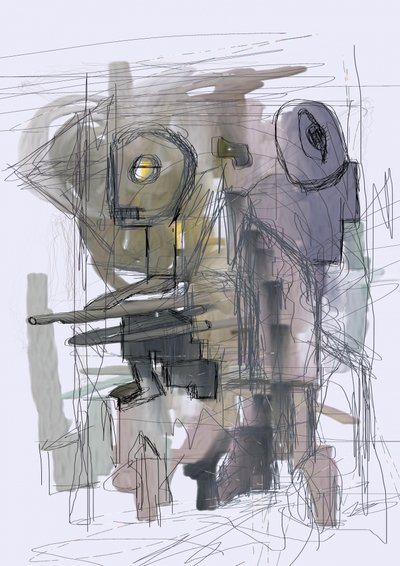 Raadselachtige abstracte robots door Lembayung senja studio [Vintage Poster]