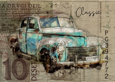 Rusty Teal Oldtimer door Lembayung senja studio [Vintage Poster]