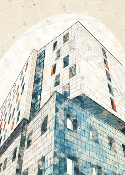 Stedelijke architectuurschets door Lembayung senja studio [Vintage Poster]