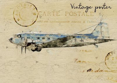 Vintage vliegtuigansichtkaart door Lembayung senja studio [Vintage Poster]