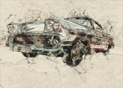 Schets van een oldtimer door Lembayung senja studio [Vintage Poster]