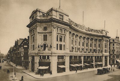 East India House, Libertys geïndividualiseerde gevel aan de New Regent Street, ca. 1935 door Lemere