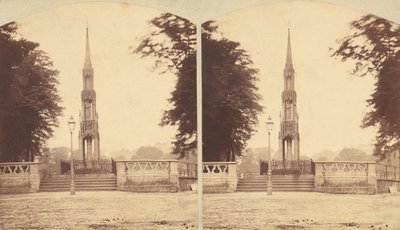 Groep van 8 vroege stereografische beelden van Britse monumenten, gedenktekens en graven, 1850s-1910s door Lennie