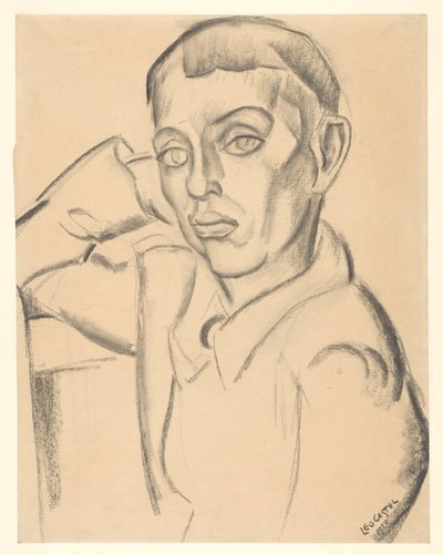 Jonge man steunt zijn hoofd op zijn hand door Leo Gestel (signed by artist)