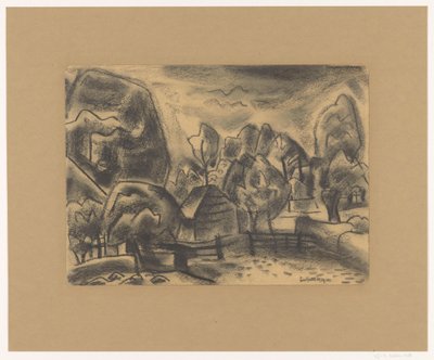 Landschap met boerderij tussen bomen door Leo Gestel (signed by artist)