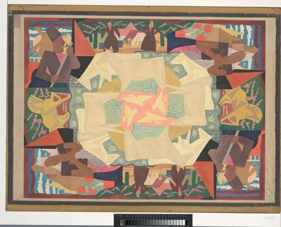 Tapijtontwerp motief Holland door Leo Gestel (signed by artist)