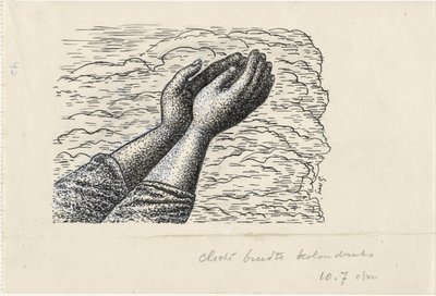 Twee opgeheven handen voor wolken door Leo Gestel (signed by artist)