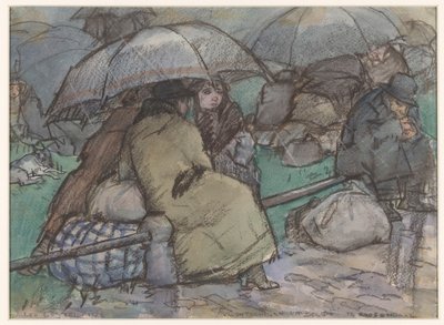 Vluchtelingen uit België te Roosendaal door Leo Gestel (signed by artist)