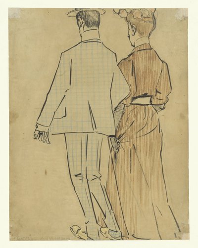 Wandelend stel door Leo Gestel (signed by artist)