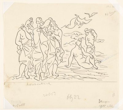 Baadsters (schets) door Leo Gestel