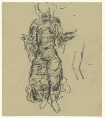Dansende vrouw in doorzichtige draperieën door Leo Gestel
