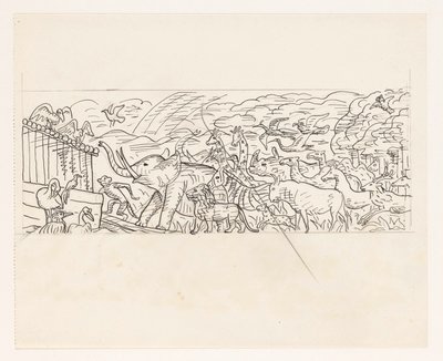 Dieren die inschepen in de ark van Noach door Leo Gestel