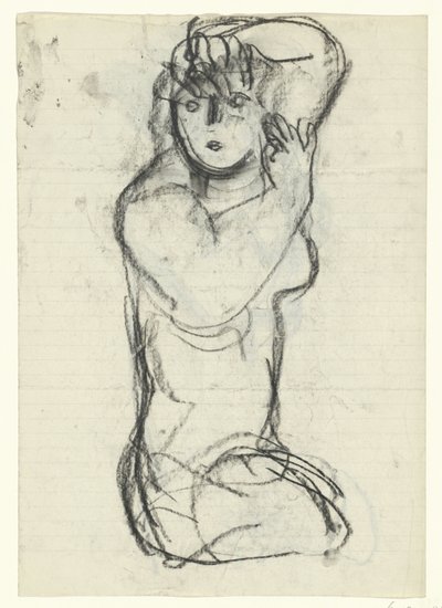 Geknielde naakte vrouw door Leo Gestel